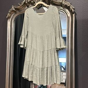 Pink Lily Light Green Bell-sleeve Dress